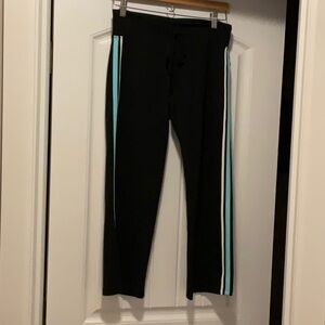 So Sporty Black, Turquoise, and White Capri Yoga Pants